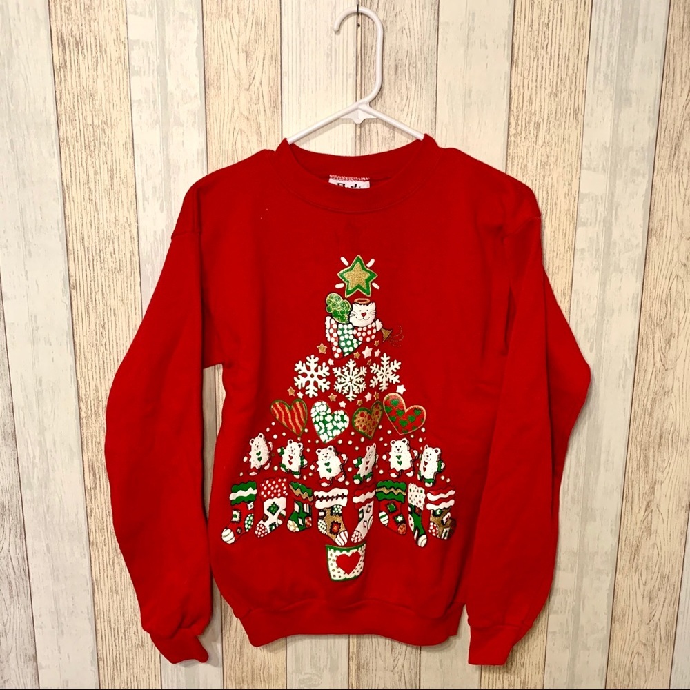 Vintage 80s/90s Ugly Christmas Crewneck w/ CATS